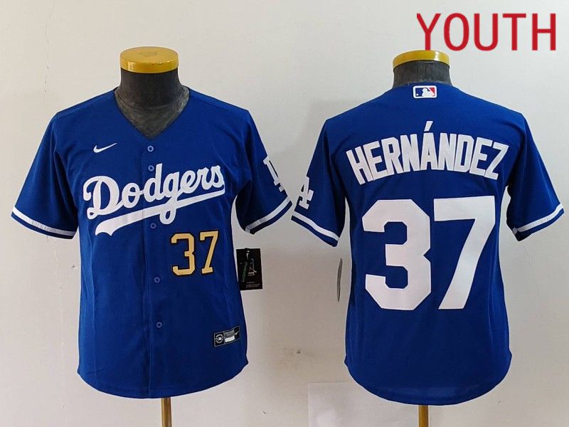 Youth Los Angeles Dodgers #37 Hernandez Blue Nike Game 2024 MLB Jersey style 7242